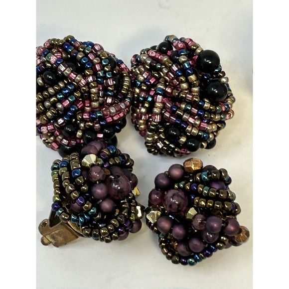 Vintage Clip-On Earring Lot 1980s-90s‎ Bold Enamel Pearl Beaded Statement Retro - Picture 6 of 8